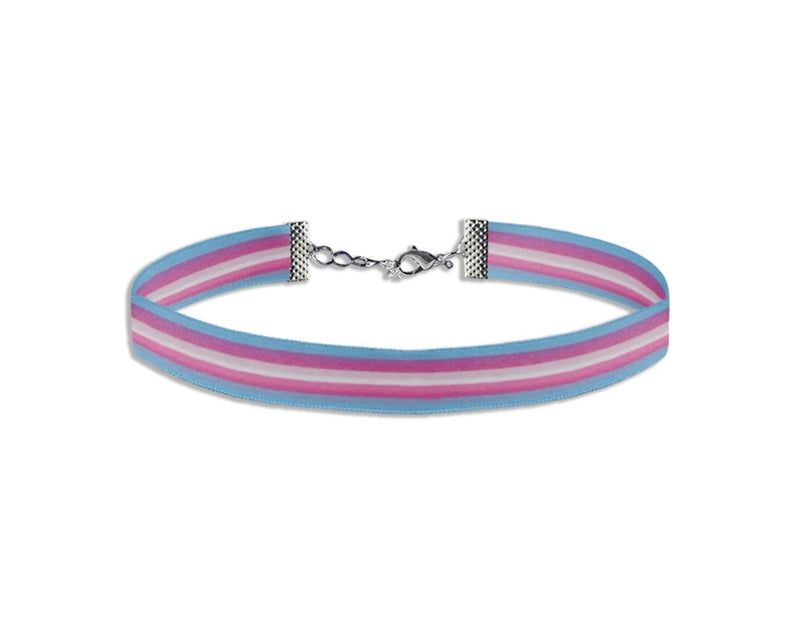 Transgender Flag Striped Choker Necklaces - Fundraising For A Cause