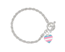 Load image into Gallery viewer, Transgender Heart Flag Silver Rope Bracelets - Fundraising For A Cause