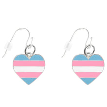 Load image into Gallery viewer, Transgender Heart Pride Hanging Earrings - Fundraising For A Cause