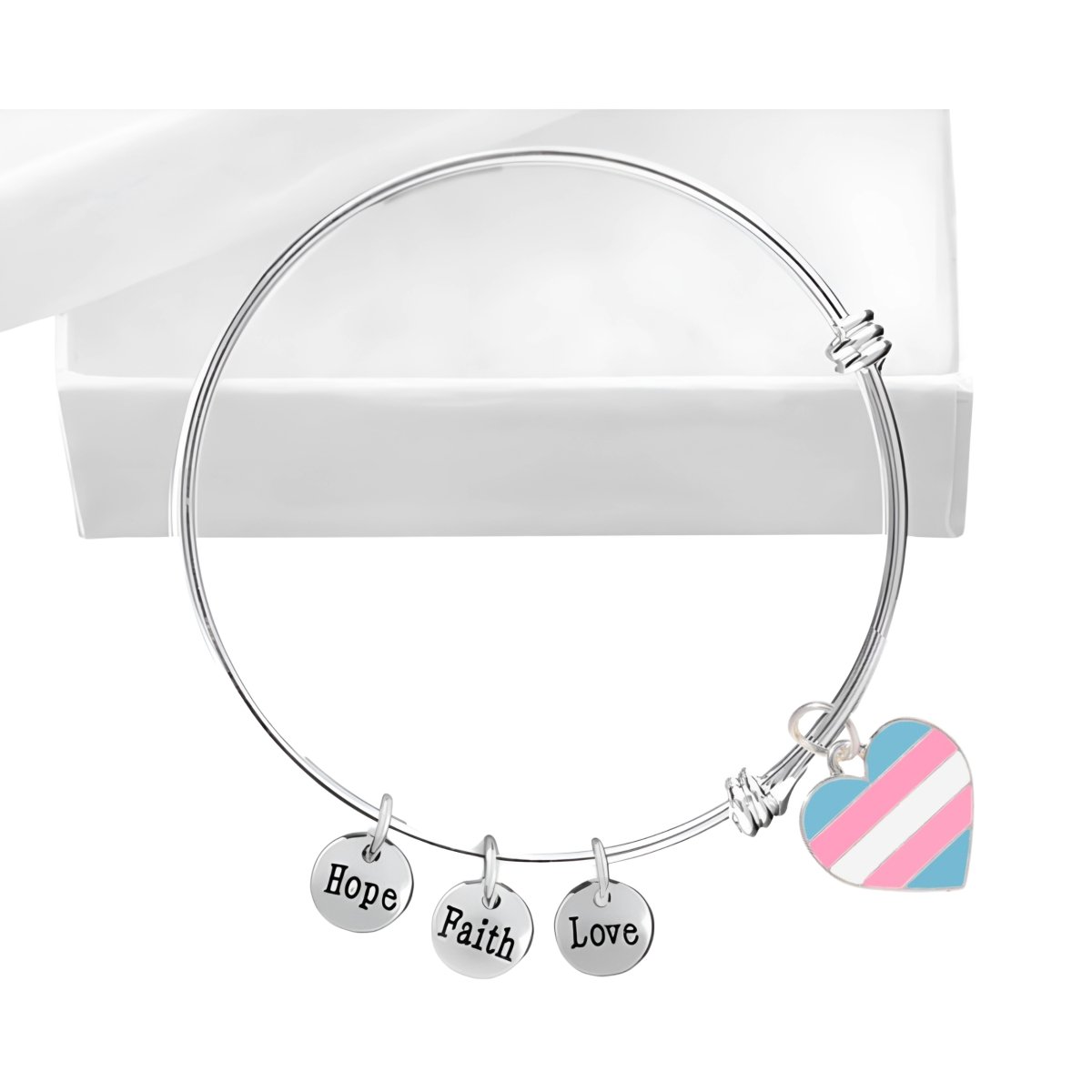 Transgender Heart Pride Retractable Charm Bracelets - Fundraising For A Cause