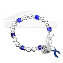 Load image into Gallery viewer, Where There is Love Dark Blue Ribbon Blue Beaded Bracelets - Fundraising For A Cause