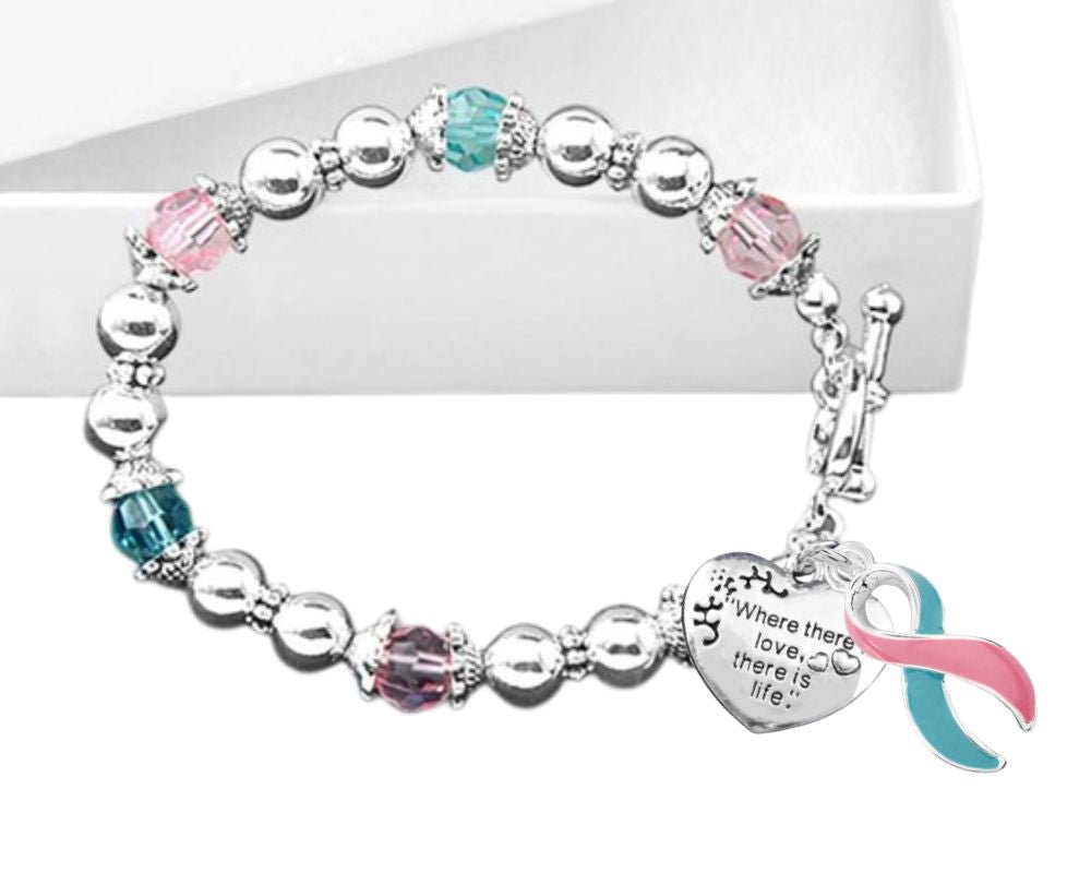 Where There is Love Pink & Teal Ribbon Bracelets - Fundraising For A Cause