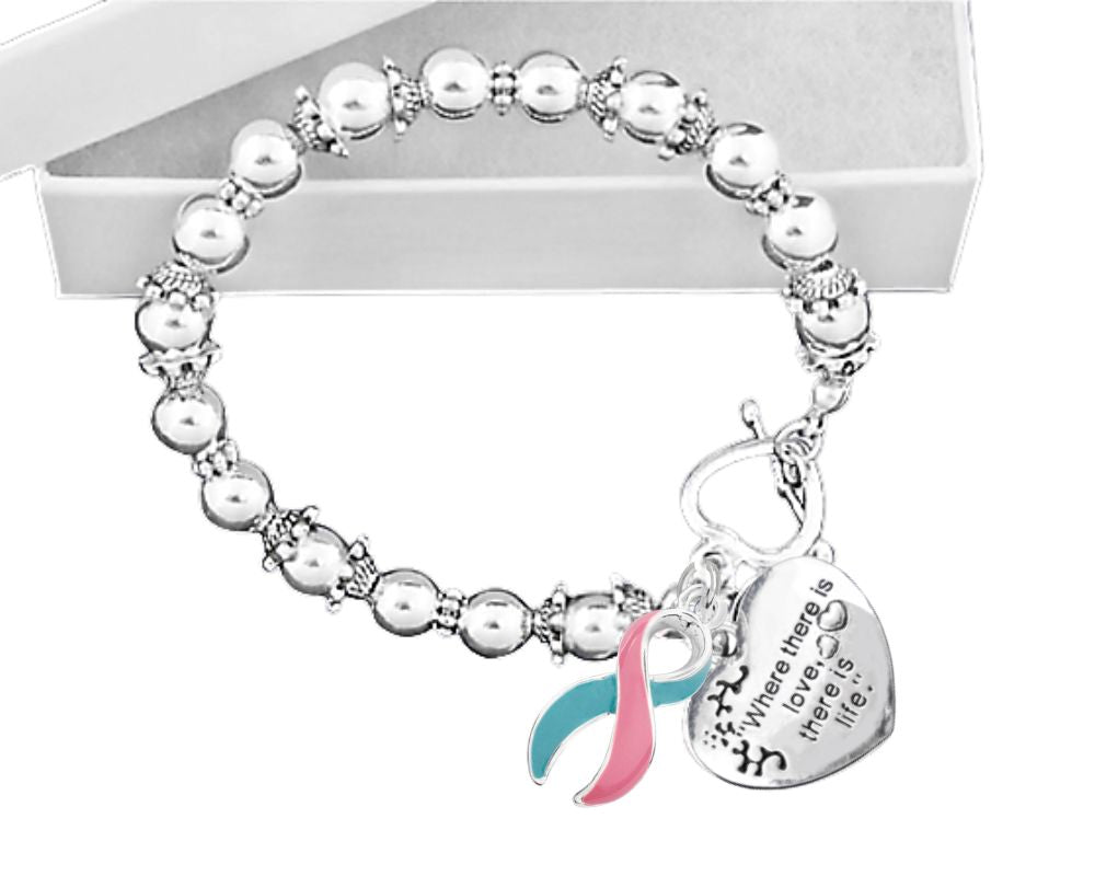 Where There is Love Pink & Teal Ribbon Charm Bracelets - Fundraising For A Cause