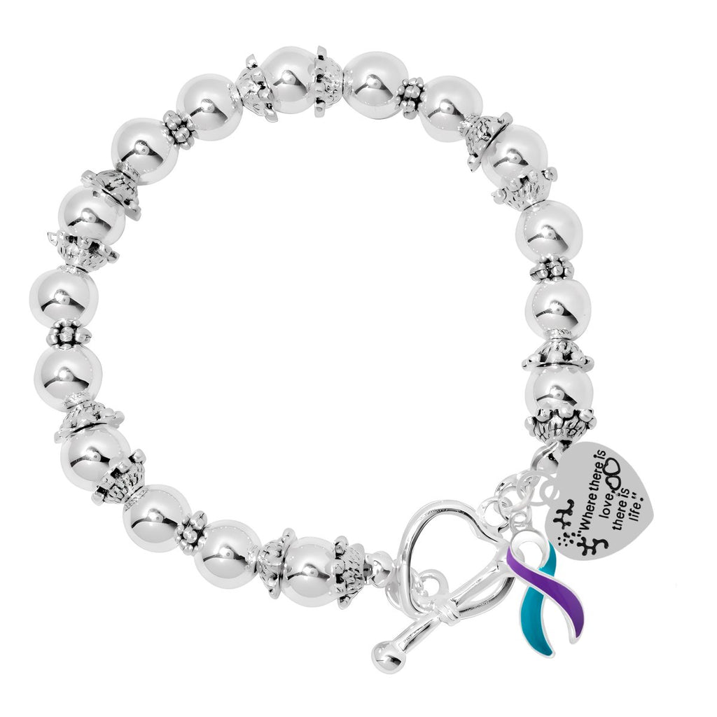 Where There is Love Teal & Purple Ribbon Bracelets - Fundraising For A Cause