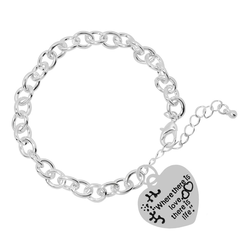 "Where there is love, there is life" Heart Charm Chunky Link Style Bracelets - Fundraising For A Cause
