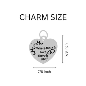 "Where there is love, there is life" Heart Charm Silver Rope Bracelets - Fundraising For A Cause