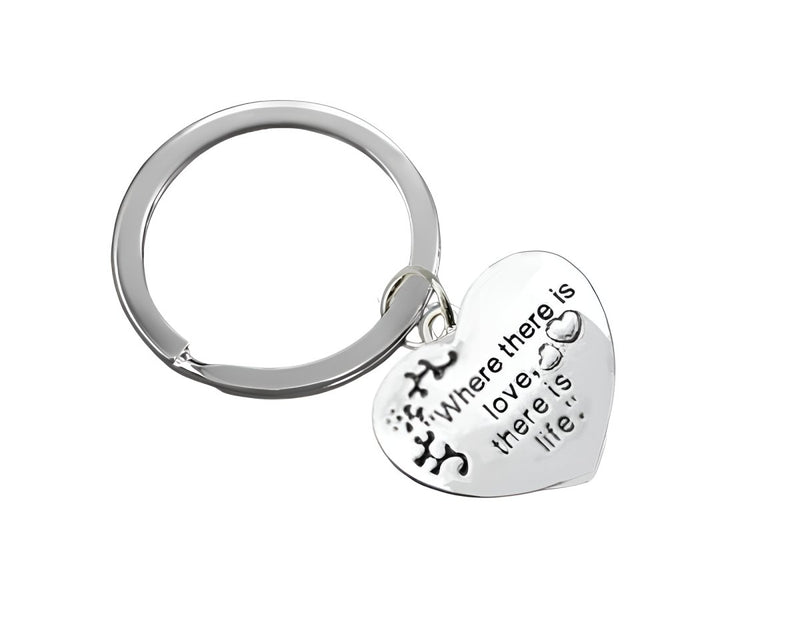 "Where there is love, there is life" Heart Charm Split Ring Keychain - Fundraising For A Cause