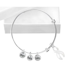 Load image into Gallery viewer, White Ribbon Awareness Inspirational Charm Retractable Bracelets - Fundraising For A Cause