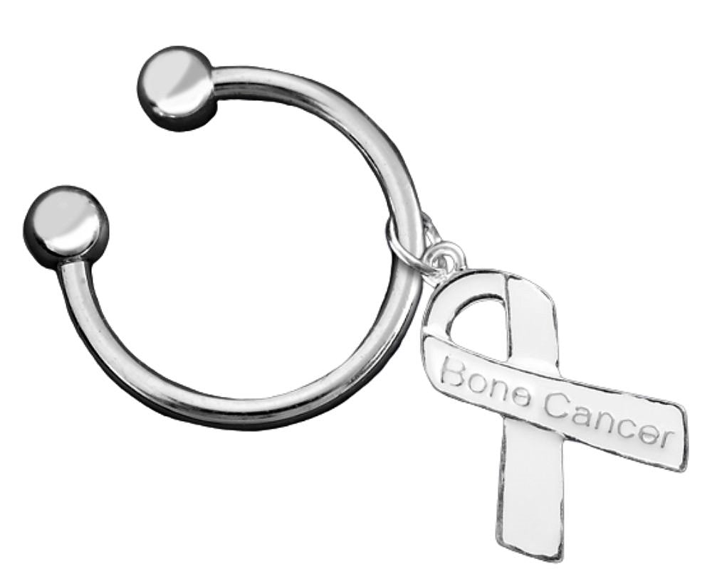 White Ribbon Bone Cancer Awareness Horseshoe Key Chains - Fundraising For A Cause