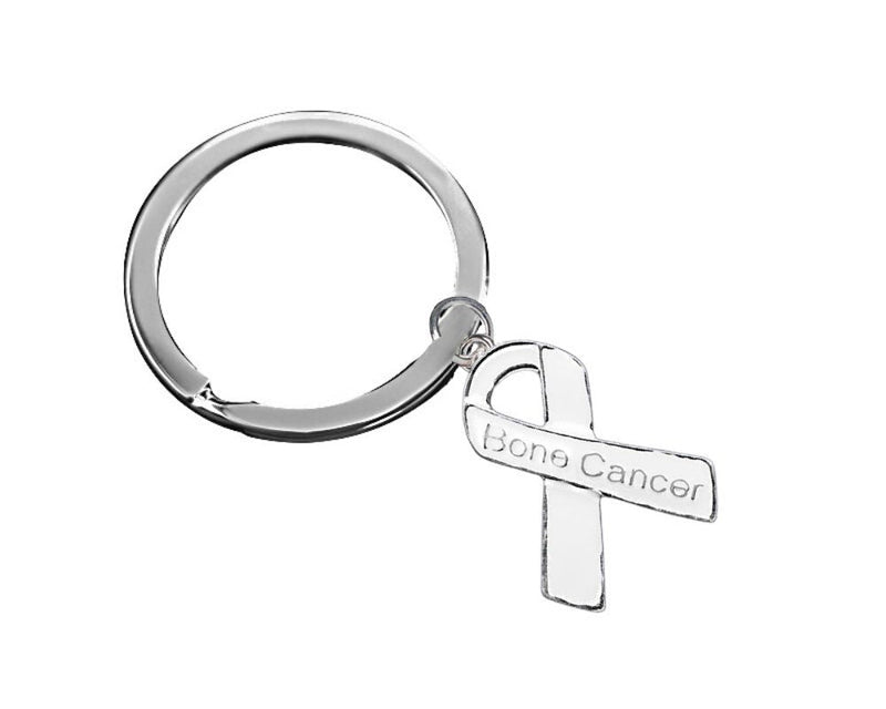 White Ribbon Bone Cancer Awareness Split Style Key Chains - Fundraising For A Cause