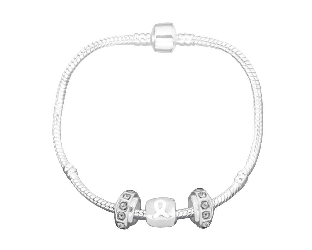 White Ribbon Chunky Charm Bracelets - Fundraising For A Cause