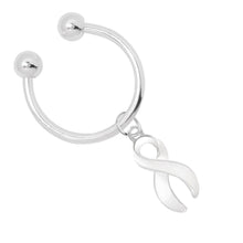 Load image into Gallery viewer, White Ribbon Horseshoe Key Chains - Fundraising For A Cause