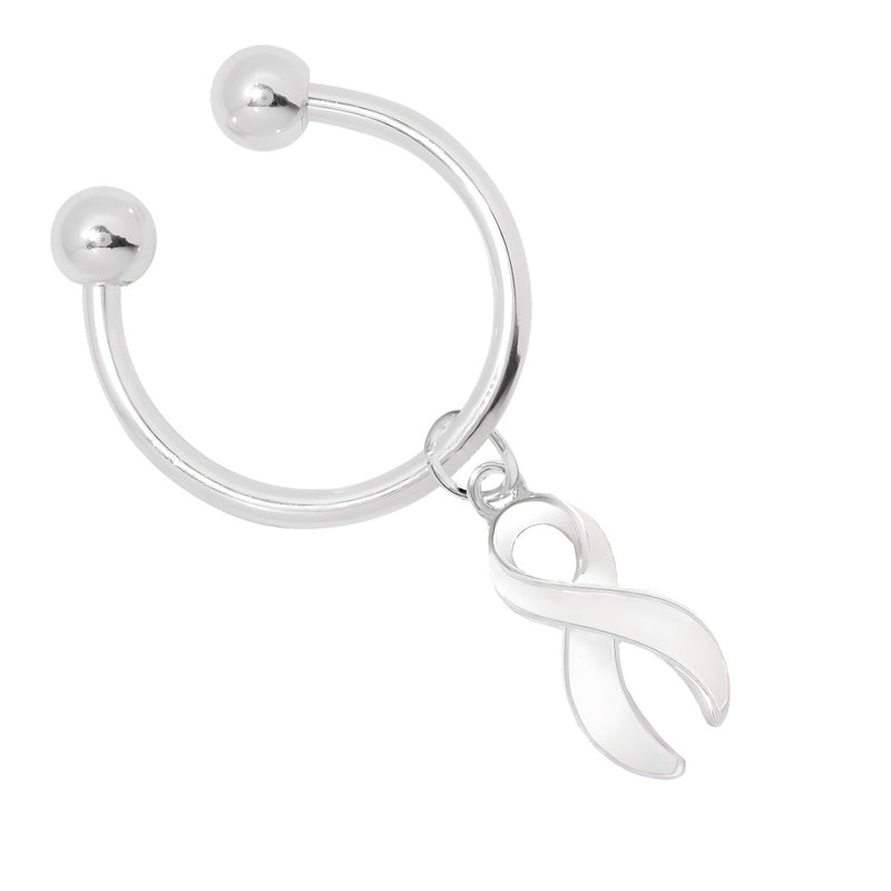 White Ribbon Horseshoe Key Chains - Fundraising For A Cause