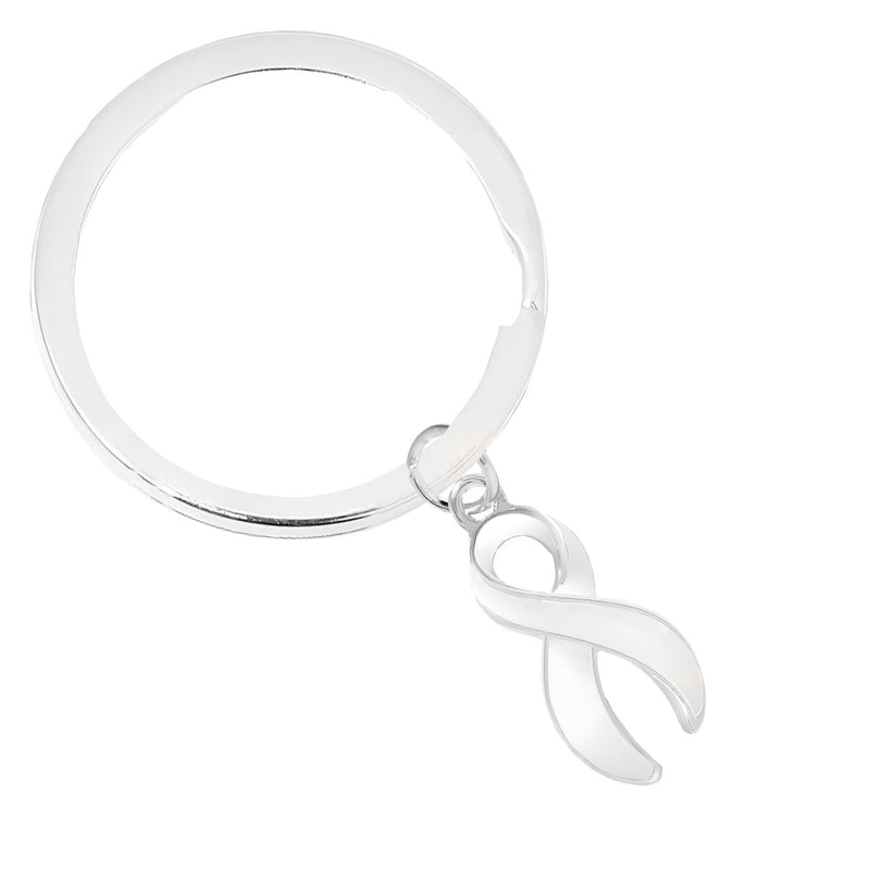White Ribbon Split Style Key Chains - Fundraising For A Cause