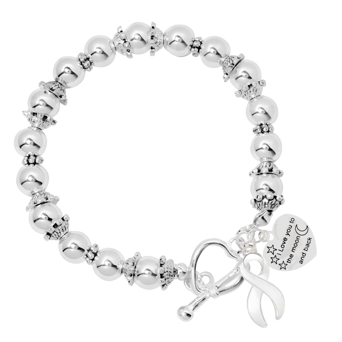 White Ribbon To The Moon And Back Awareness Beaded Bracelets - Fundraising For A Cause