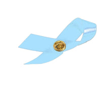 Load image into Gallery viewer, World Peace Satin Light Blue Awareness Ribbon Pins - Fundraising For A Cause