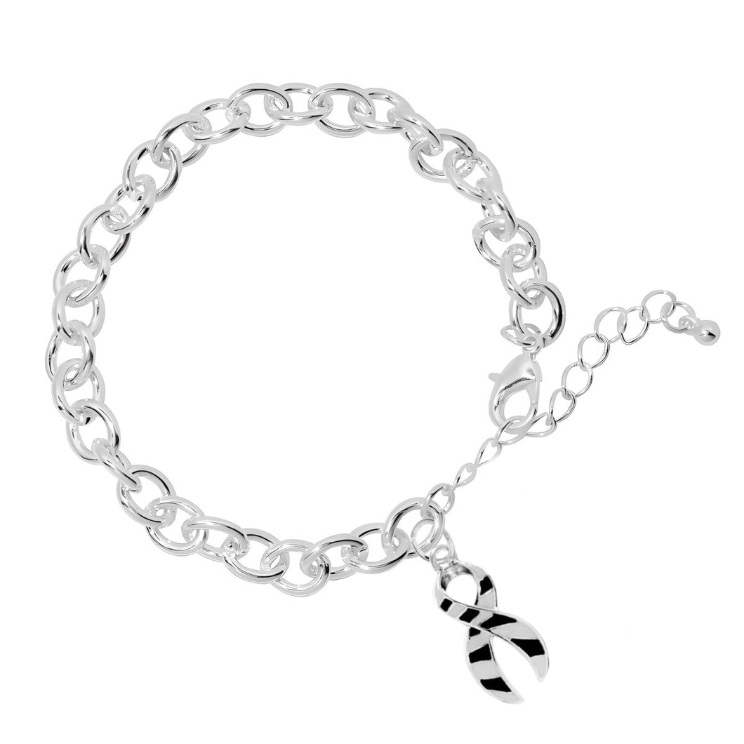 Zebra Print Ribbon Awareness Chunky Charm Bracelets - Fundraising For A Cause