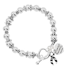 Load image into Gallery viewer, Zebra Print Ribbon Back To The Moon Awareness Charm Bracelets - Fundraising For A Cause